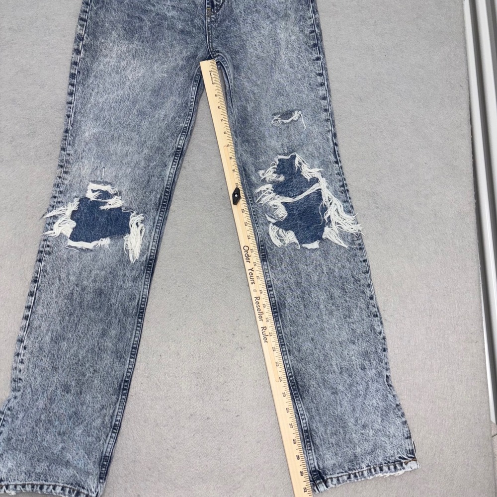 We The Free Jeans Womens 27 Blue Acid‎ Wash High Rise Distressed Tapered Denim - Picture 13 of 16